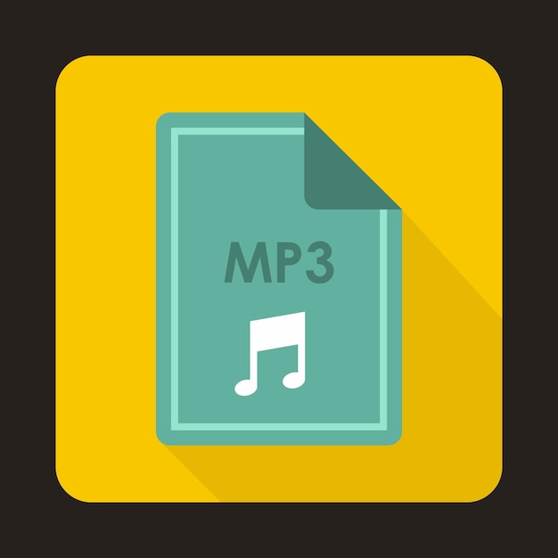 MP3-bestandspictogram in vlakke stijl met lange schaduw Documenttype-symbool