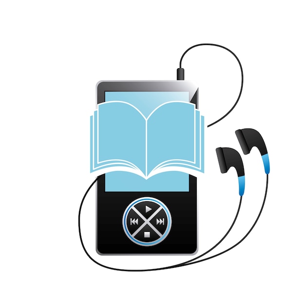 Vector mp3-, boek- en hoofdtelefoonpictogram. luisterboeken ontwerp. vector afbeelding