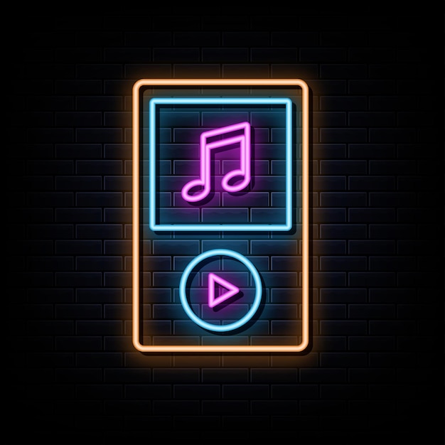 Mp3 neon signs vector