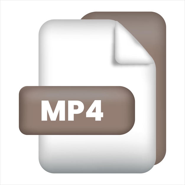 MP4 檔案格式圖標 MP4 文件格式 3D 渲染圖標 MP3 檔案形式 文檔顏色圖標 矢量