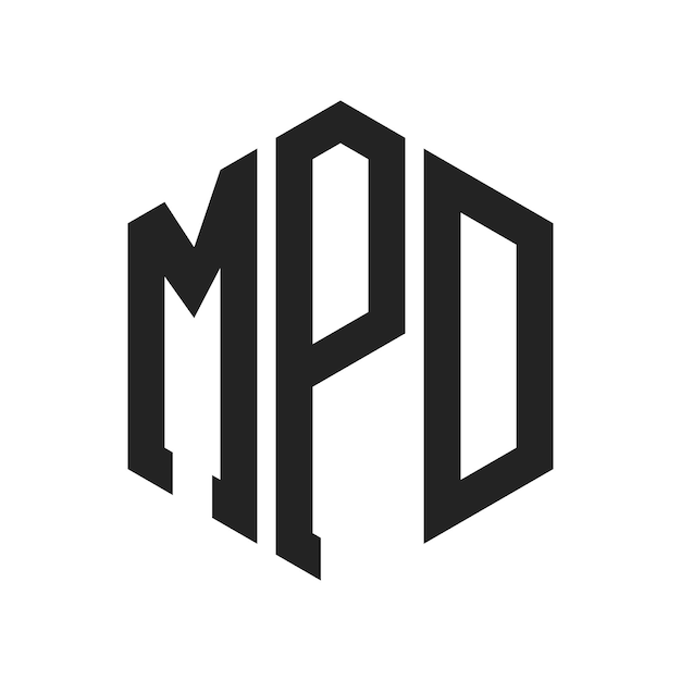 MPD 로고 디자인 초기 글자 MPD 모노그램 로고는 육각형 모양을 사용합니다.