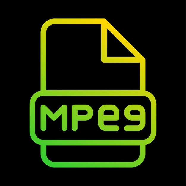 아웃라인 그라디언트 디자인을 가진 Mpeg 파일 타입 아이콘