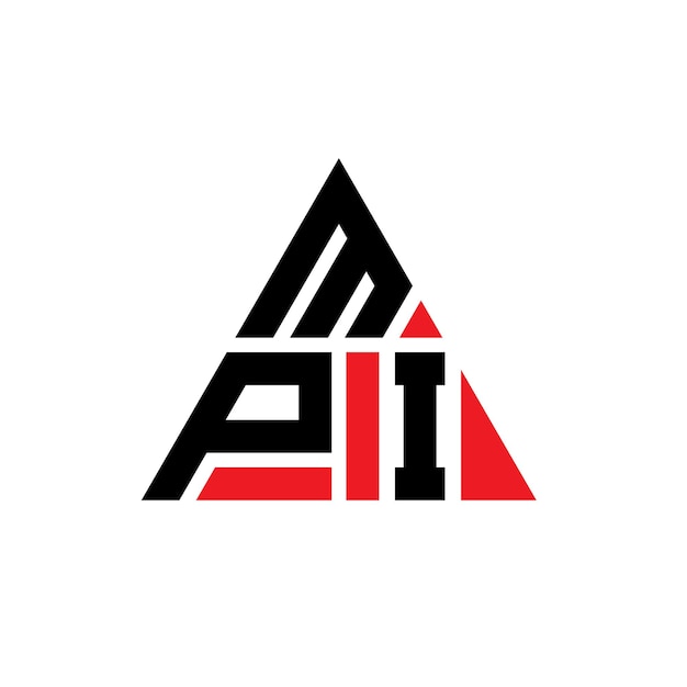 MPI 三角形字母标志设计与三角形 MPI三角形标志设计 单体 MPI 三边形矢量标志模板与红色 MPI三边形标志 简单优雅和豪华的标志