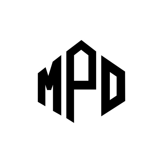 MPO 글자 로고 디자인과 다각형 모양 MPO 다각형