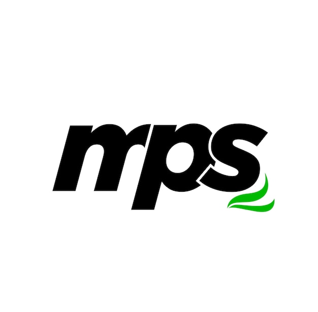 MPS 社名頭文字モノグラム緑の葉と MPS 文字