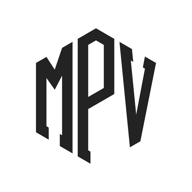 MPV ロゴデザイン イニシャルレター MPV モノグラム ロゴは六角形を使用しています