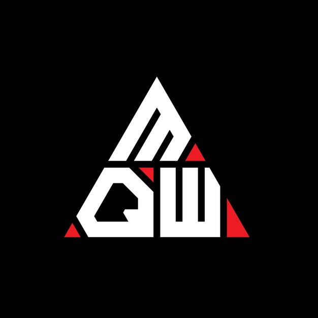 삼각형 모양의 MQW 삼각형 로고 디자인 모노그램 MQW 세각형 터 로고 템플릿과 빨간색 MQW 사각형로고 간단하고 우아하고 고급스러운 로고