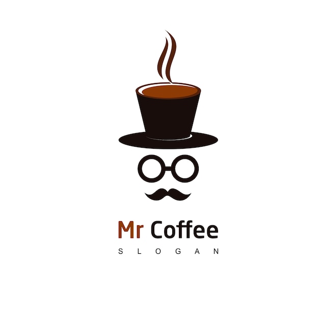 Mr coffee logo, cafe icon design