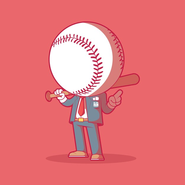 Vettore illustrazione di mr. home run. baseball, sport, concetto di design mascotte.