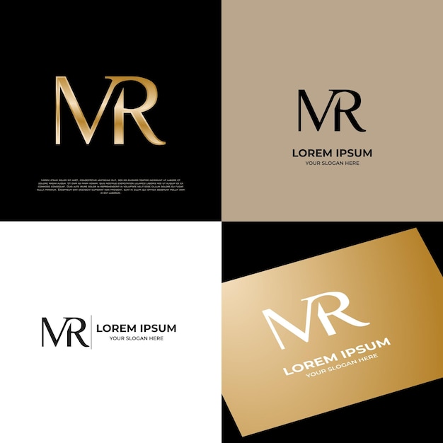 Vector mr initial modern typography gold emblem logo template for business