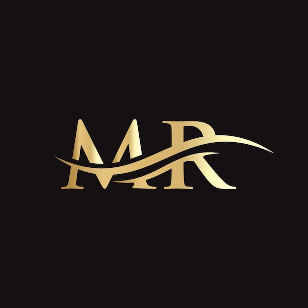 Mr logo design premium letter mr logo design with water wave concept