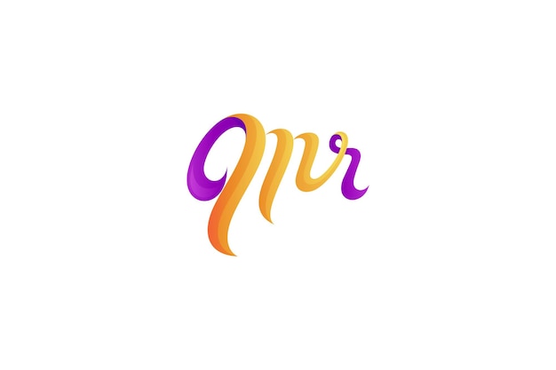 Mr m en r logo-ontwerp in handgeschreven monogramontwerpstijl