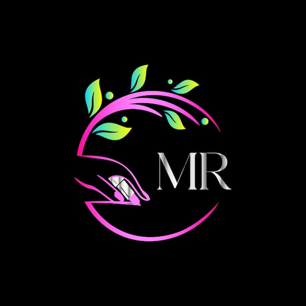 Mr monograms logo unghie, luxury cosmetics spa beauty template vettoriale