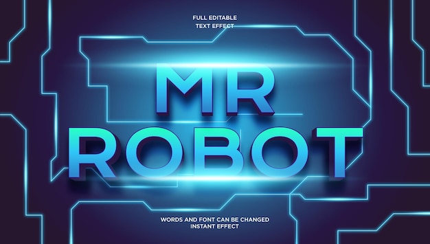 Vector mr robot and virtual reality editable text effect