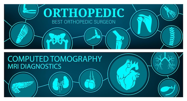 MRI or CT medicine vector neon poster organs