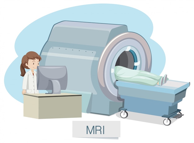 Vector mri scanning on white background