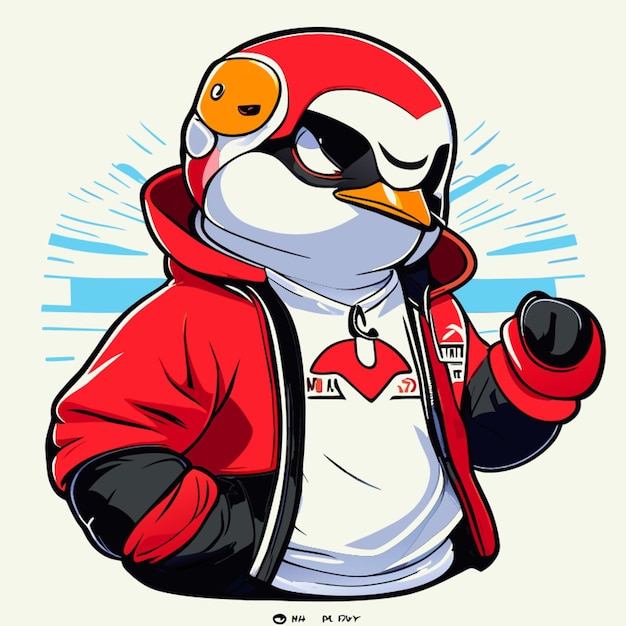 Mrpengu con illustrazione vettoriale felpa