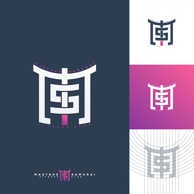 Ms monogram logo concept japanse stijl.