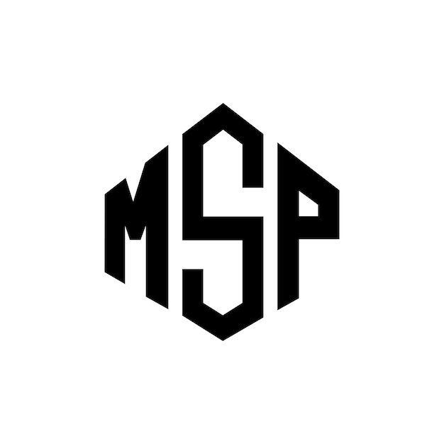 Дизайн логотипа MSP с буквой с формой многоугольника MSP дизайн логотипа в форме полигона и куба MSP шестиугольник векторный логотип шаблон белый и черный цвета MSP монограмма бизнес и логотип недвижимости