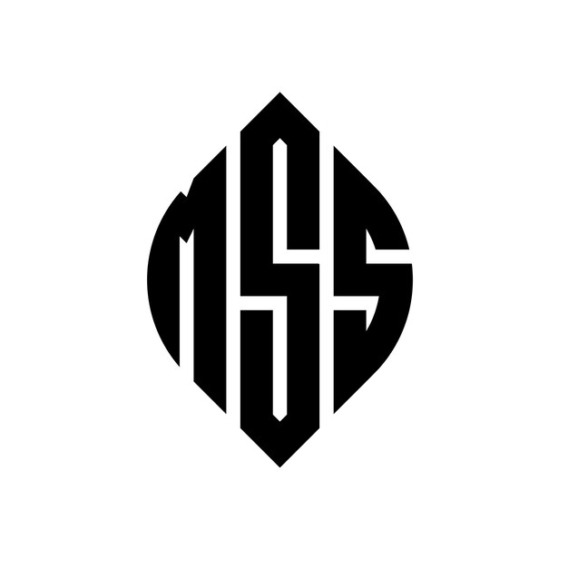 MSS 円形文字 ロゴ デザイン 円と円の形 MSS エリプス文字 タイポグラフィックスタイル 3つのイニシャルが円形のロゴを形成する MSS サークルエンブレム アブストラクト モノグラム 文字マーク ベクトル