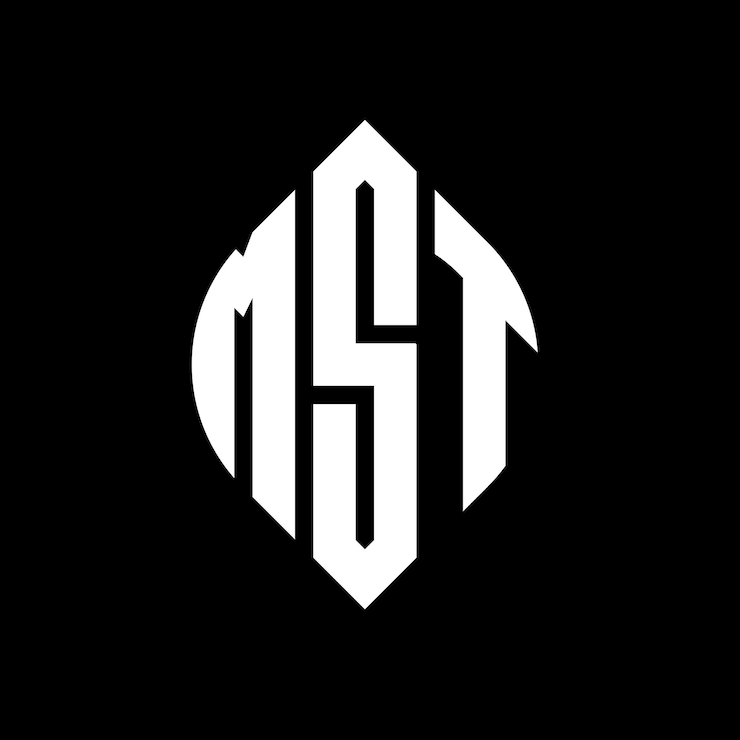 Vector mst circle letter logo design with circle and ellipse shape mst ellipse letters with typographic style the three initials form a circle logo mst circle emblem abstract monogram letter mark vector