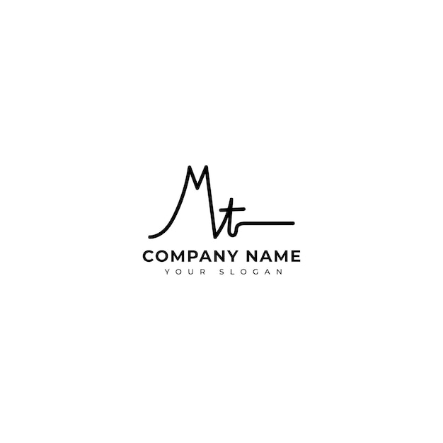 Mt Initial signature logo vector design