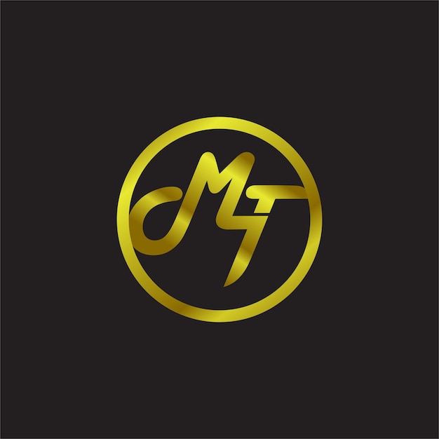 Vector mt linked inside golden circle design logo