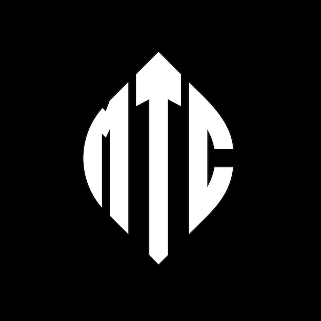 MTC circle letter logo design with circle and ellipse shape MTC ellipse letters with typographic style The three initials form a circle logo MTC Circle Emblem Abstract Monogram Letter Mark Vector