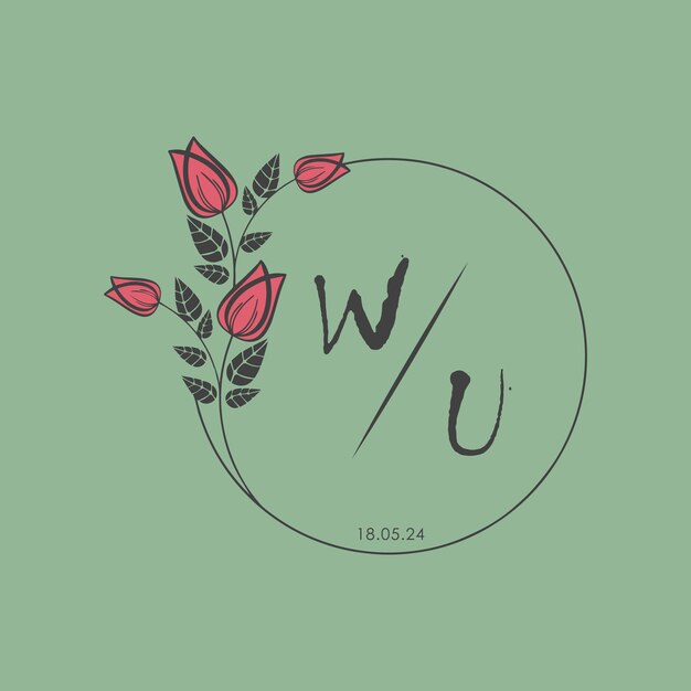 Vector mu initial monogram some rose circle wedding with creative design