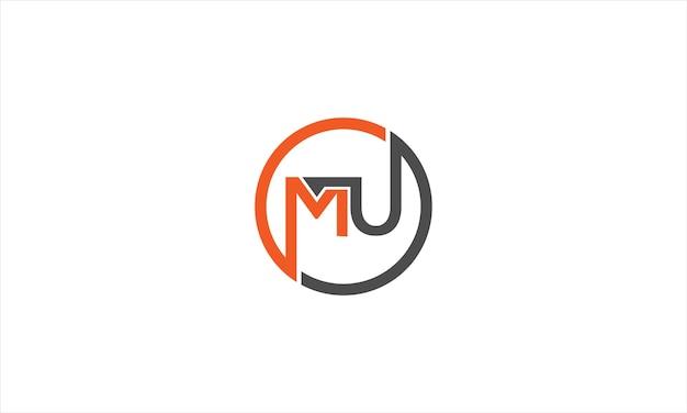 Логотип MU Буква mu Творческий шаблон логотипа буквы MU с кругом