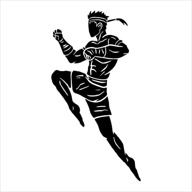 Vector muay thai fighter icon silhouette vector