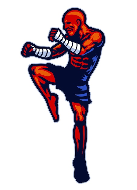 Muay thai fighter mascot pose