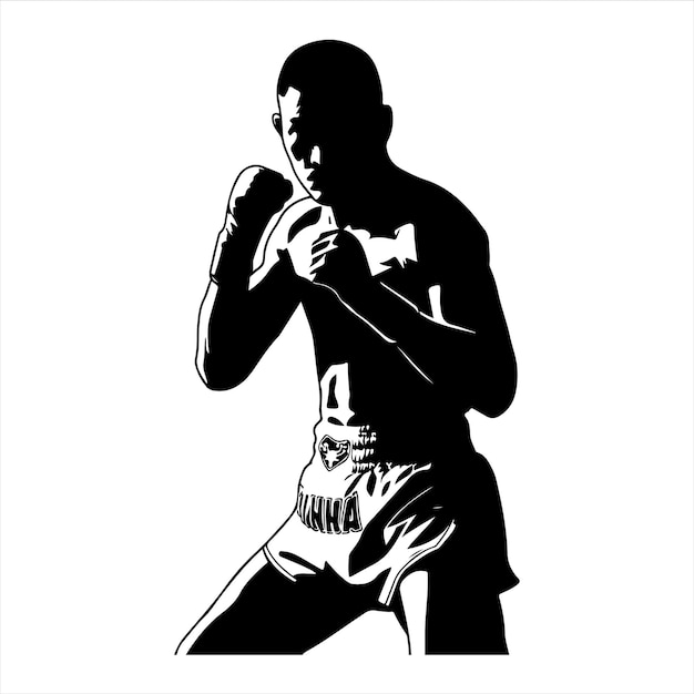 Muay Thai Fighter Silhouette