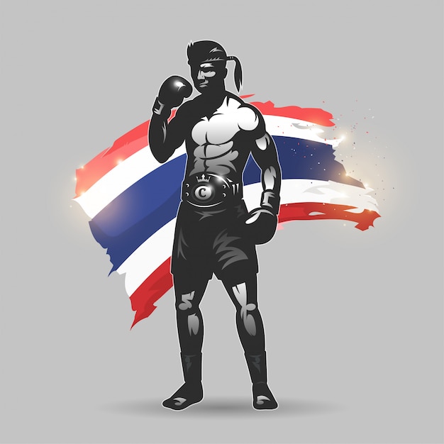 Vector muay thai fighter