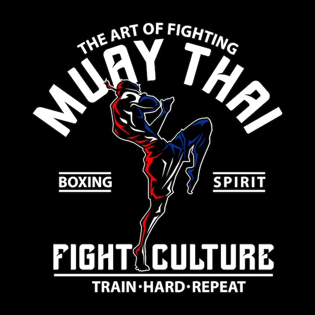 Vector muay thai for grahic print