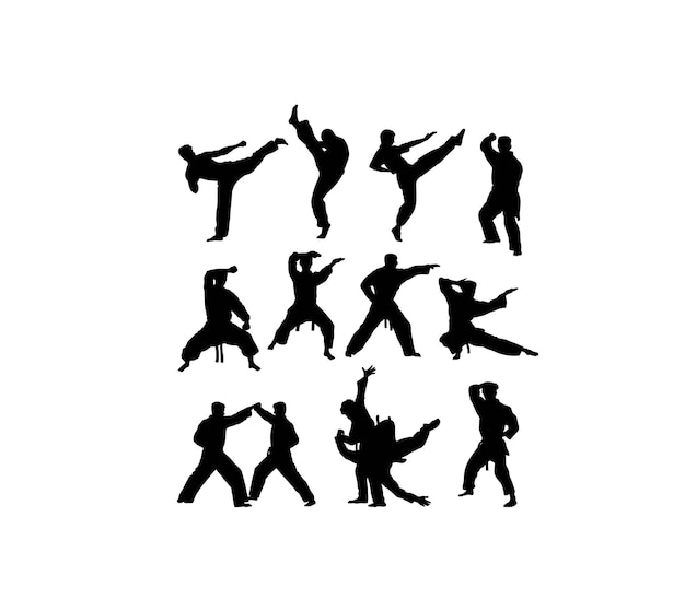 Muay Thai krijgskunst silhouetten kunst vector design