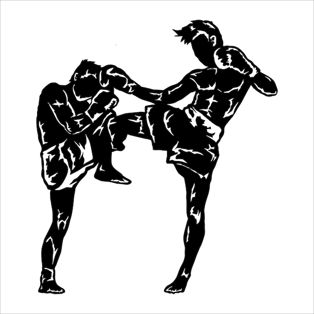 Vettore silhouette vettoriale del logo muay thai