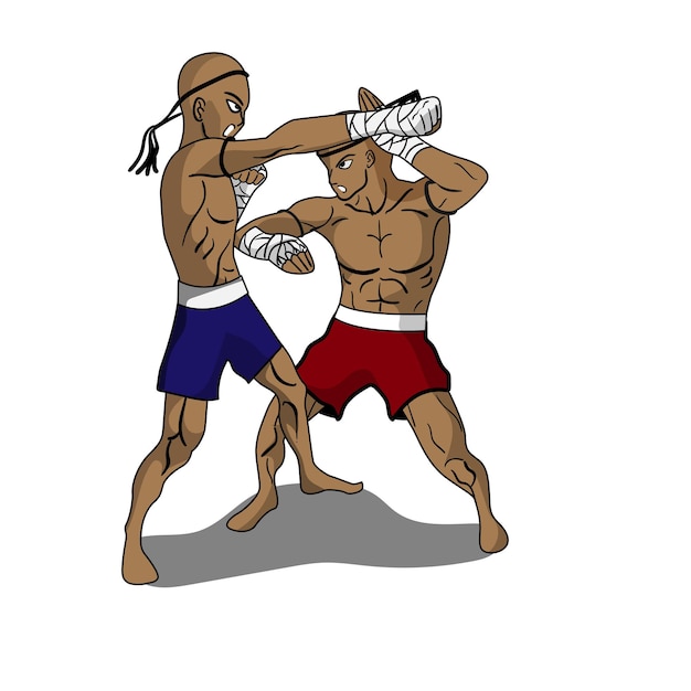 Muay thai of thai kickboksen. vechtsport vector en illustratie