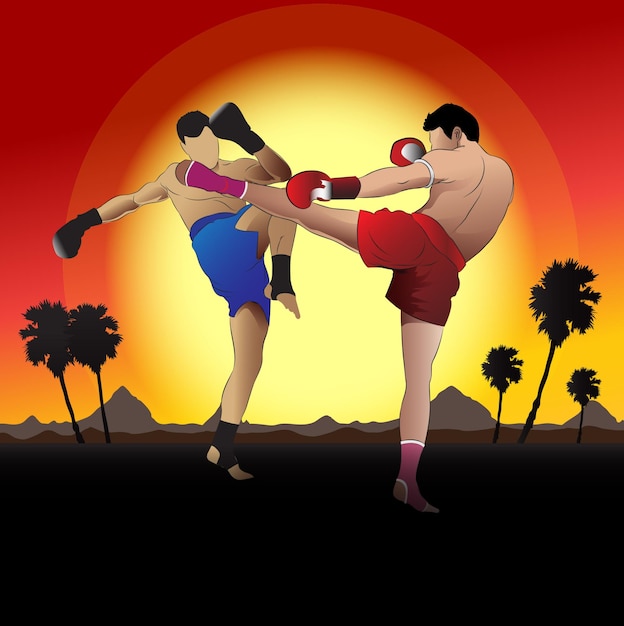 Vector muay thai sparring