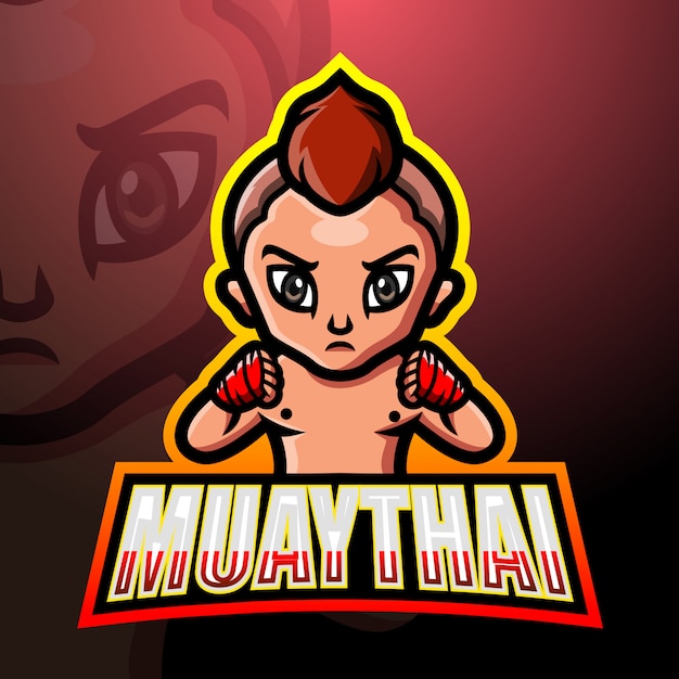 Muaythai mascotte esport logo design