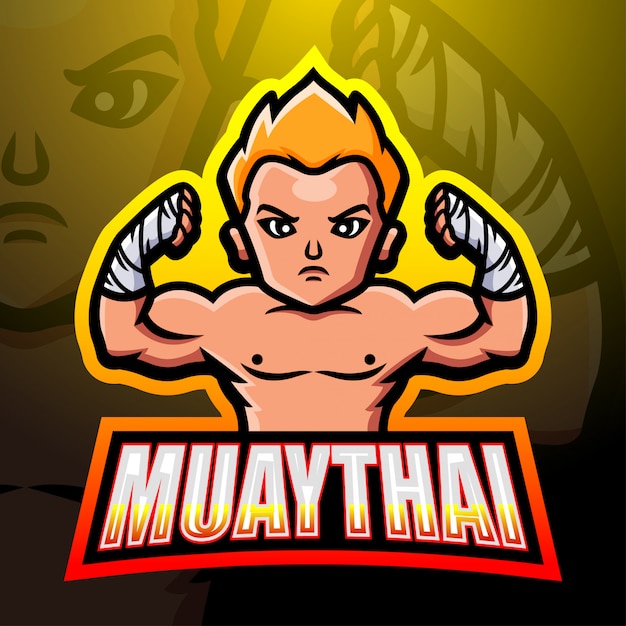 Muaythai mascotte esport logo design