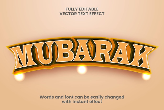 Vector mubarak eid text effect