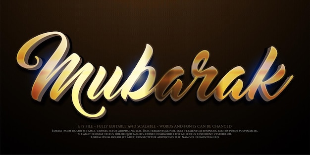 Mubarak text style effect Editable 3d style text tittle