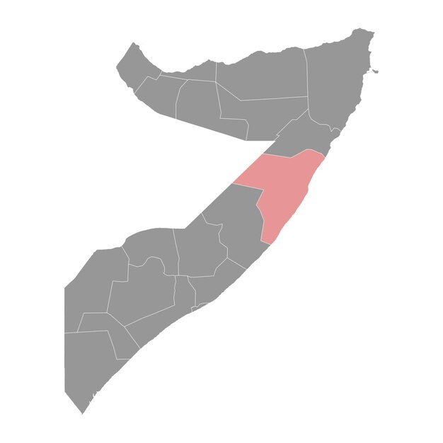 Vector mudug region map administrative division of somalia vector illustration