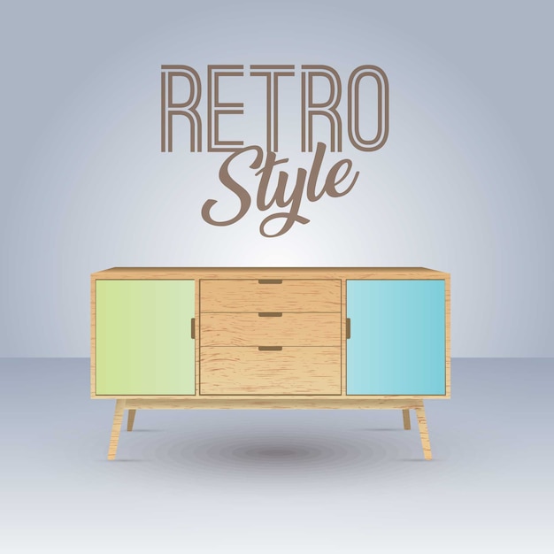 Vector mueble antiguo de madera