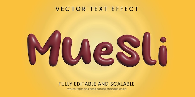 Vettore muesli al cioccolato effetto testo 3d modificabile