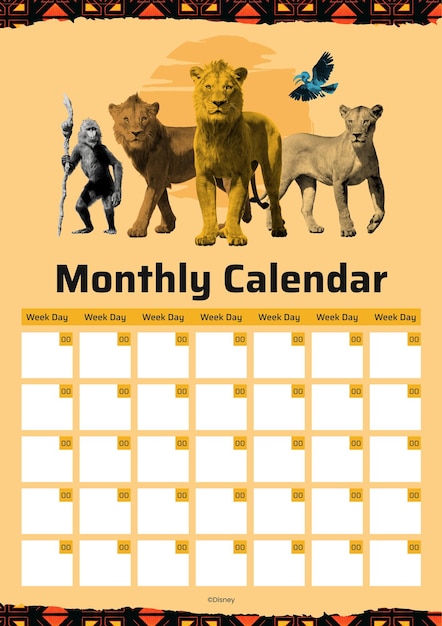 Mufasa Monthly Calendar