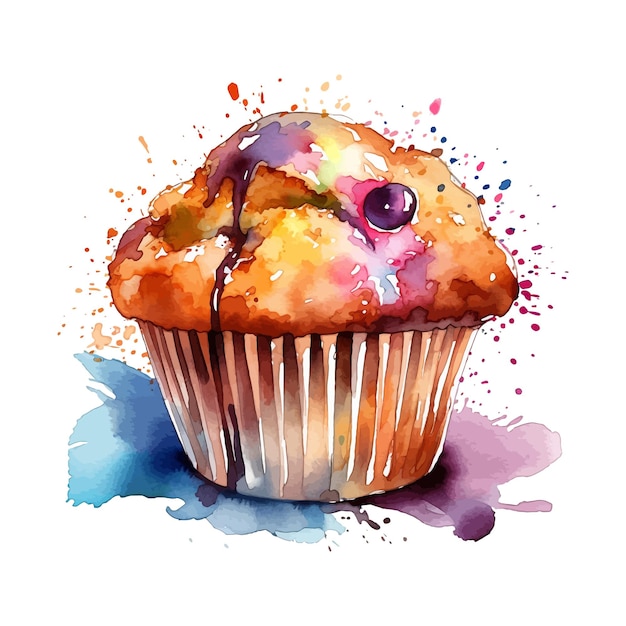 Muffin aquarel clipart witte achtergrond