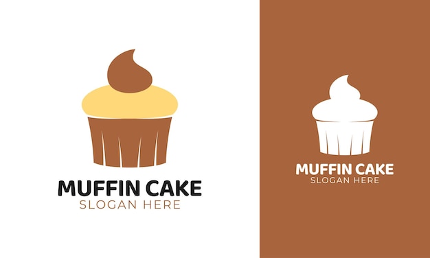 Muffin cake logo design with cream icon