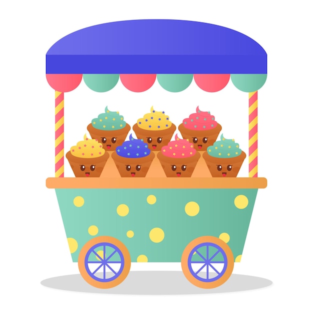 Vector muffin street food cart vector